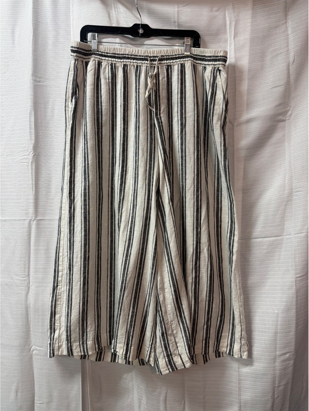Chaps Women's Wide Leg Striped Linen Blend Pants XXL